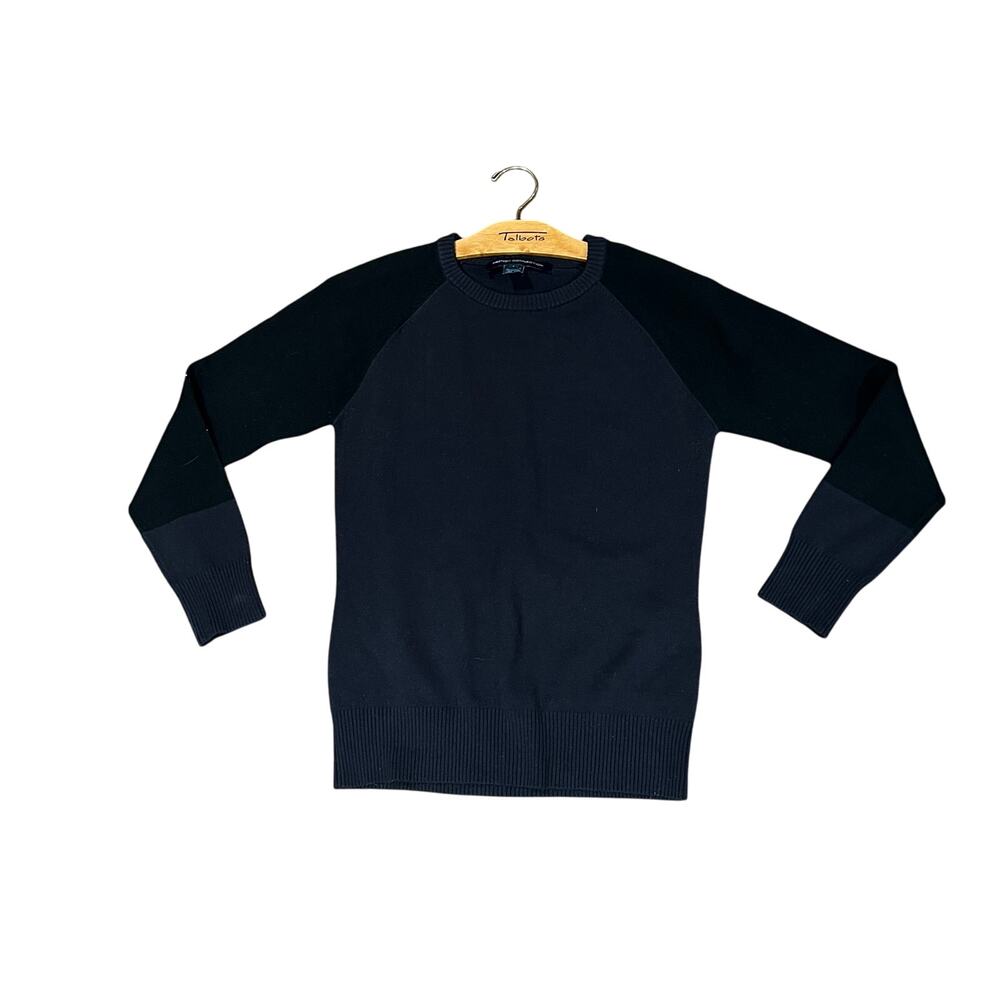 French Connection Black Colorblock Raglan Sweater Size Large